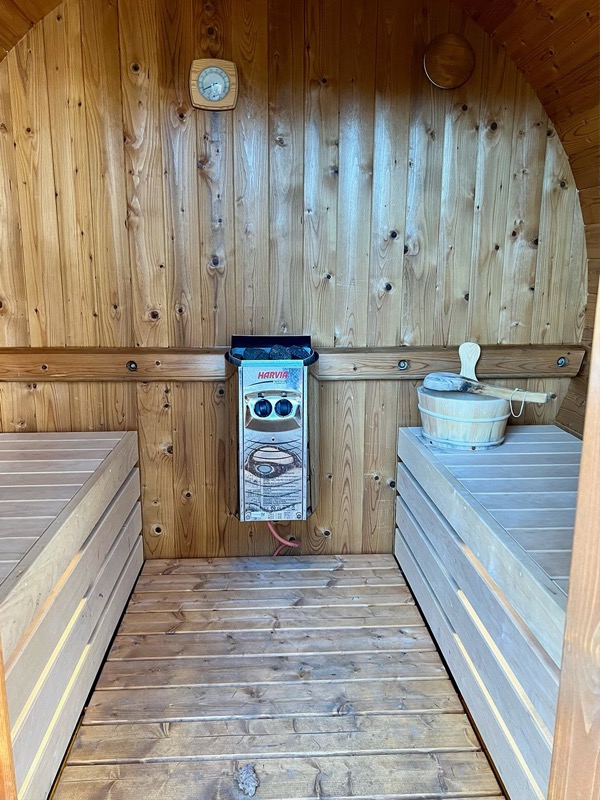 Interieur privé sauna wellness lodge Veluwe